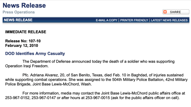 Adriana Alvarez DoD