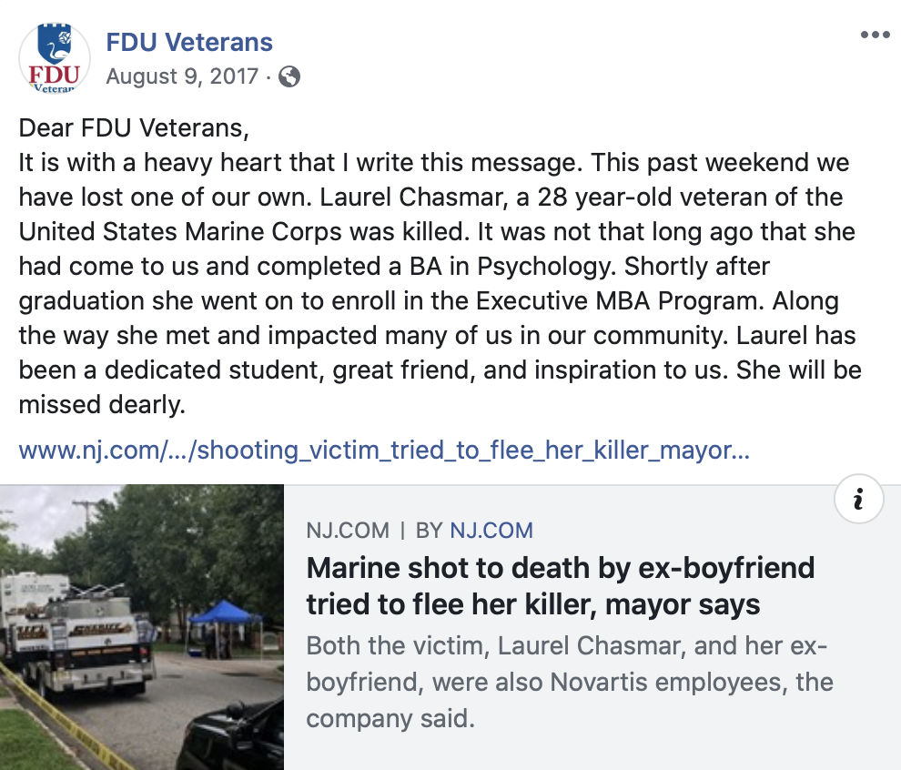 FDU Veterans Facebook Page Laurel Chasmar