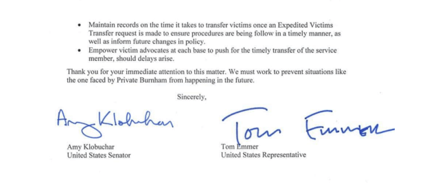 Amy Klobuchar Letter